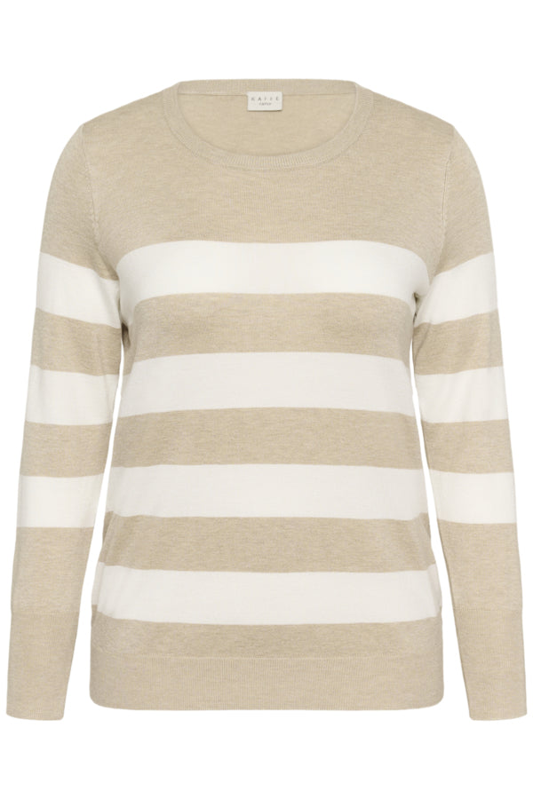 Lizzy Beige Striped Knit Pullover by Kaffe Curve (In 2 color variants)