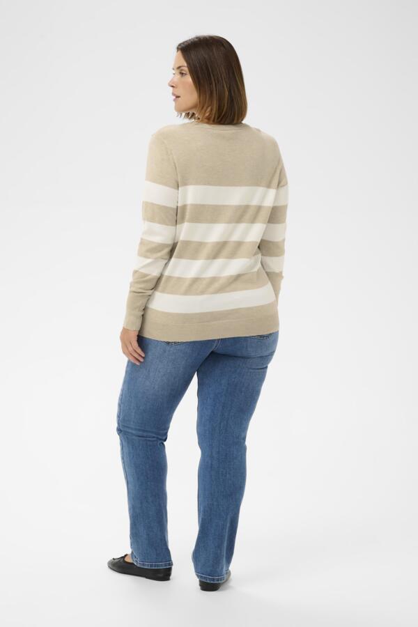 Lizzy Beige Striped Knit Pullover by Kaffe Curve (In 2 color variants)