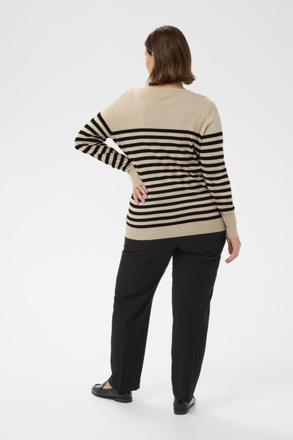 Lizzy Beige Striped Knit Pullover by Kaffe Curve (In 2 color variants)