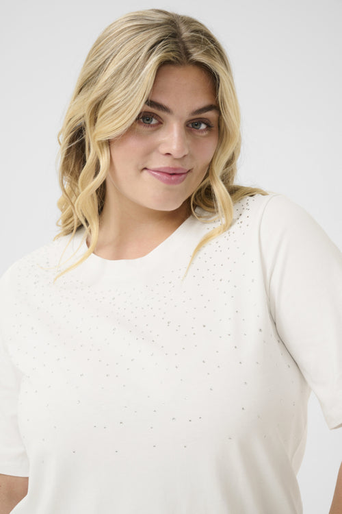 Merisa white t-shirt with glitter detail by Kaffe Curve