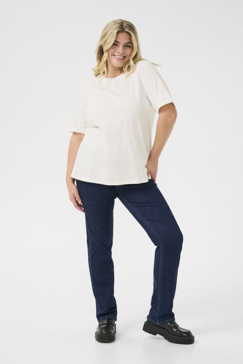 Merisa white t-shirt with glitter detail by Kaffe Curve