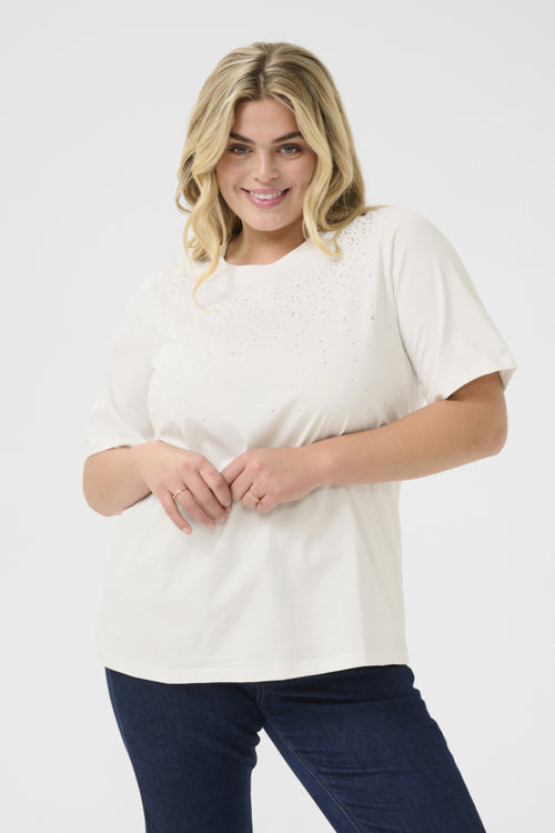 Merisa white t-shirt with glitter detail by Kaffe Curve