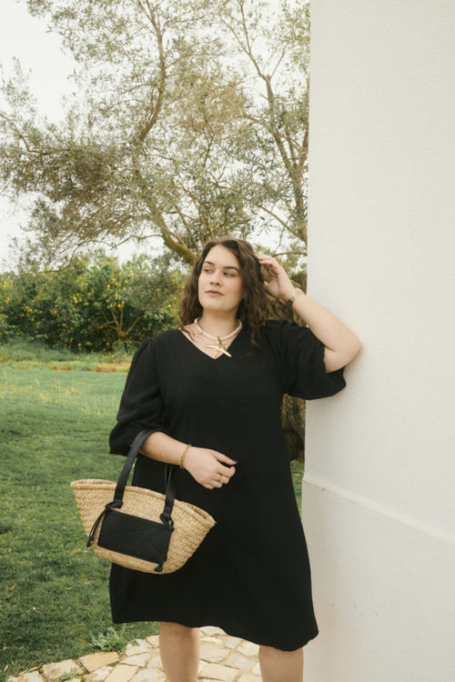 Gabbi Black Dress with Balloon Sleeves by Kaffe Curve