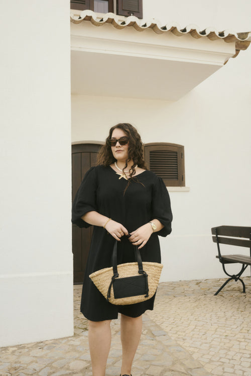Gabbi Black Dress with Balloon Sleeves by Kaffe Curve
