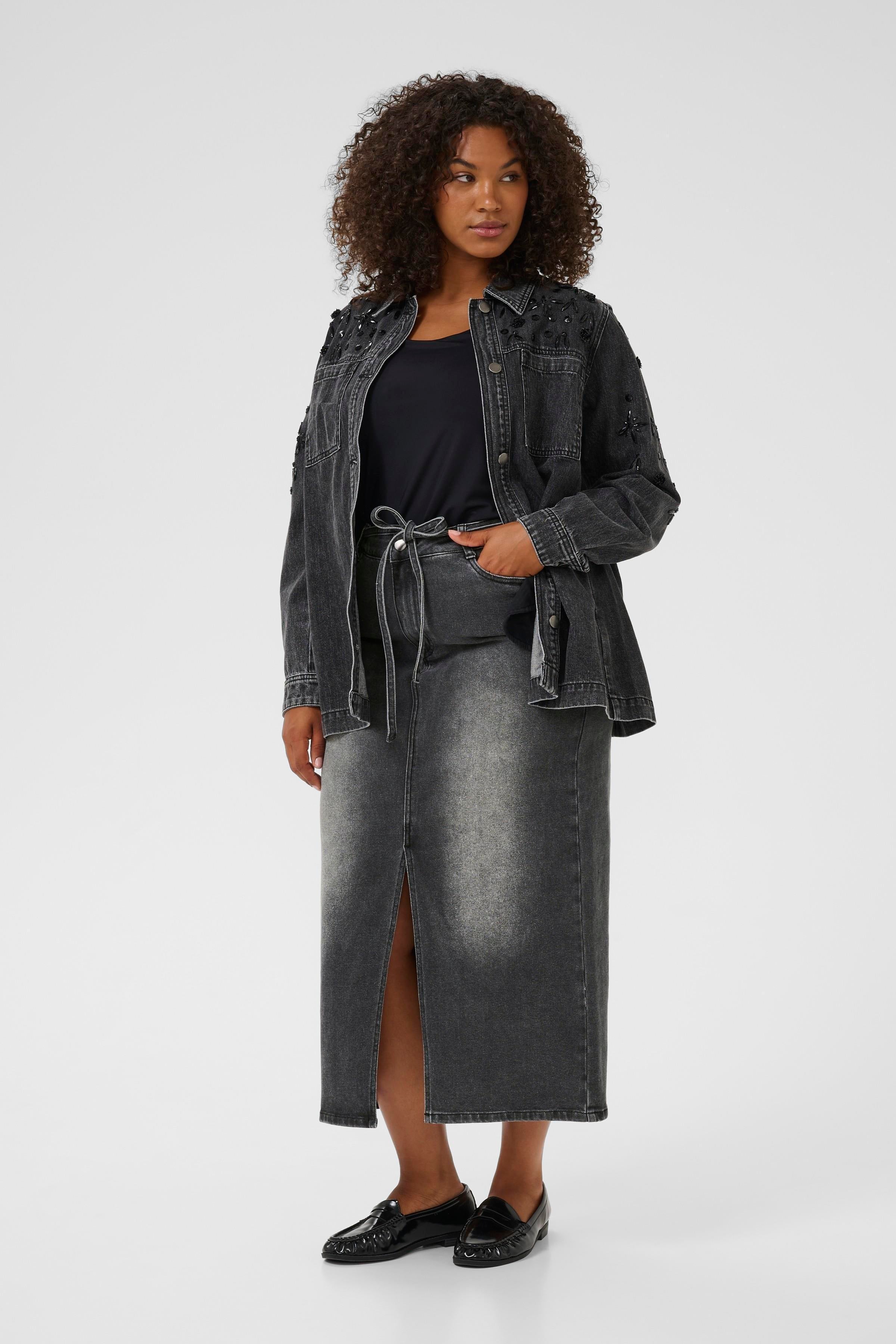 Ally Grey Denim Skirt By Kaffe Curve