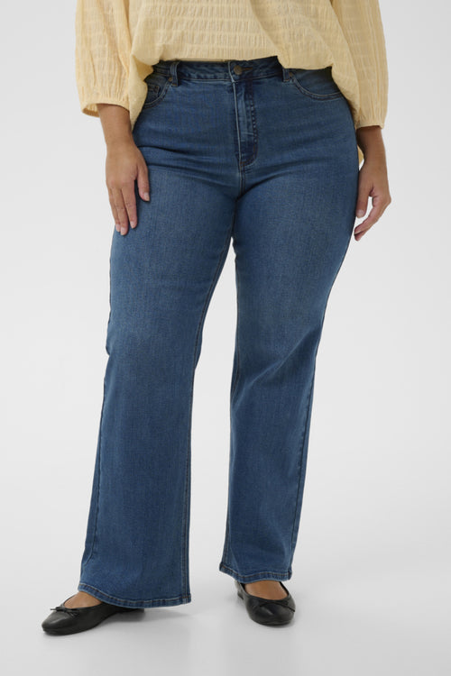 Flora flared blue jeans by Kaffe curve