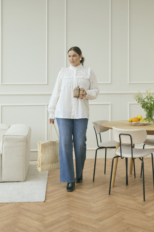 Flora flared blue jeans by Kaffe curve