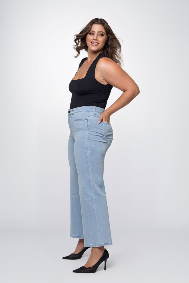 Fox Factor Dixi Santorini Blue Wide Leg Jeans for Curves