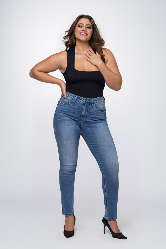 Fox Factor Iri Cannes Blue Narrow Leg Jeans for Curves
