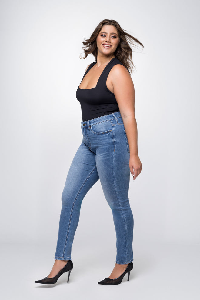 Fox Factor Iri Cannes Blue Narrow Leg Jeans for Curves