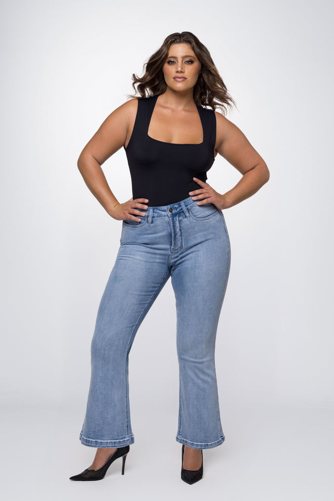 Fox Factor Bobi Sunrise Blue Flared Jeans for Curves