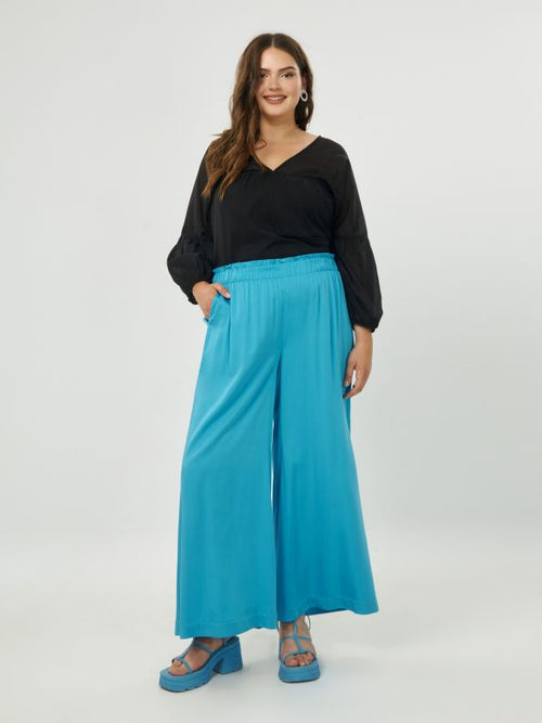 Mat Fashion Turquoise Wide Trousers 2034