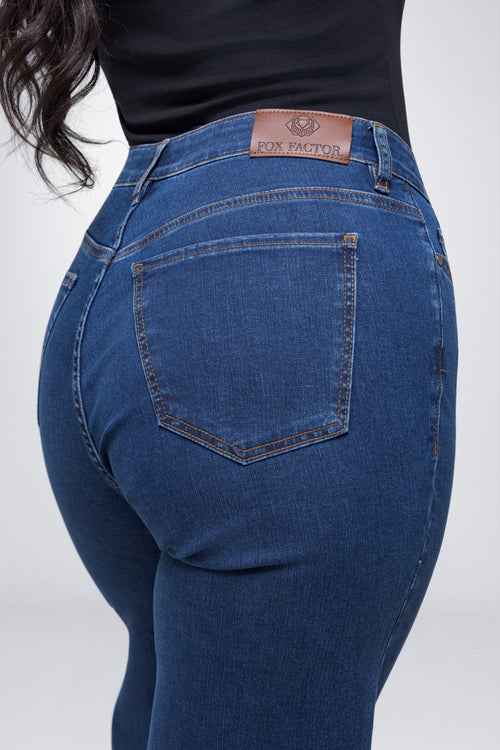 Fox Factor Bell Ivy Blue Flared Jeans For Curves (L32 & L34)