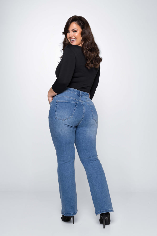 Fox Factor Bili Aruba Blue Bootcut Jeans for Curves