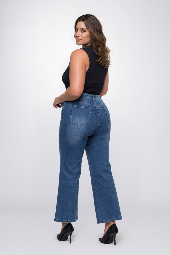 Fox Factor Dixi Monza Blue Wide Leg Jeans for Curves