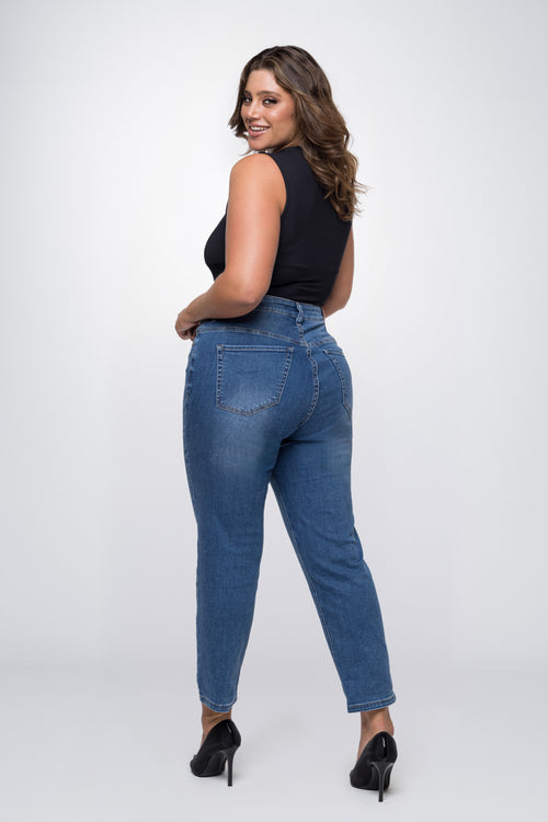 Fox Factor Gigi Monza Blue Mom Fit Jeans for Curves