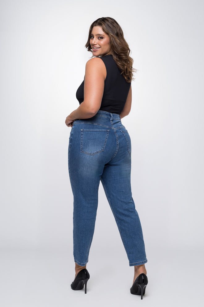 Fox Factor Gigi Monza Blue Mom Fit Jeans for Curves