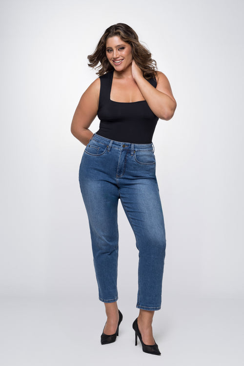 Fox Factor Gigi Monza Blue Mom Fit Jeans for Curves