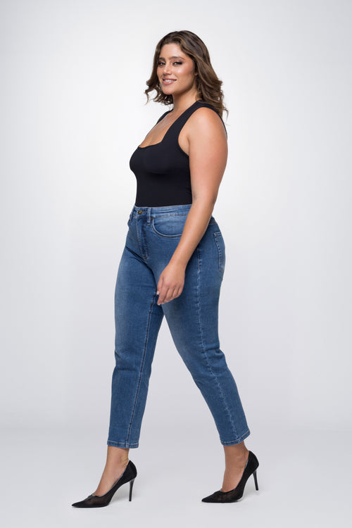 Fox Factor Gigi Monza Blue Mom Fit Jeans for Curves