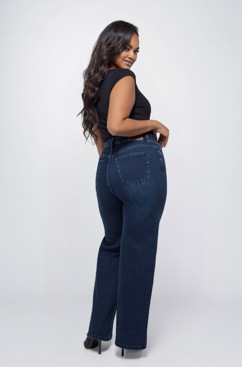 Fox Factor Dixi Midnight Blue Wide Leg Jeans for Curves (L30 & L32)
