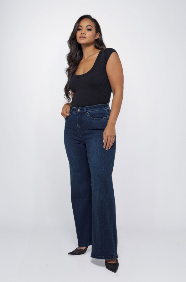 Fox Factor Dixi Midnight Blue Wide Leg Jeans for Curves L32