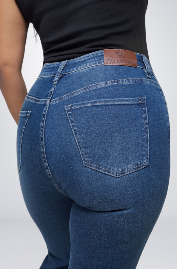 Fox Factor Roxi Rocky Blue Straight Fit Jeans for Curves L32