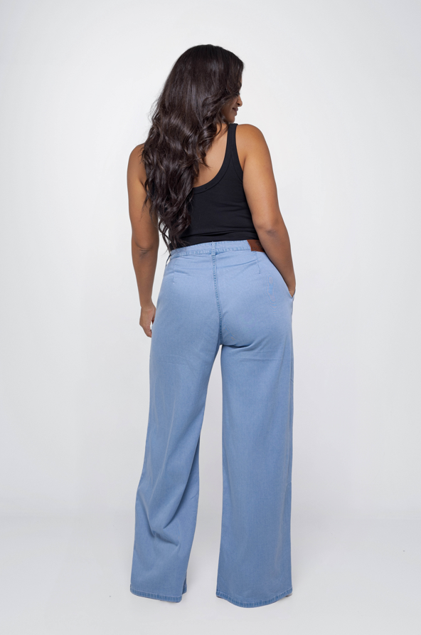 Fox Factor Dakota Eden Blue Wide Leg Jeans for Curves