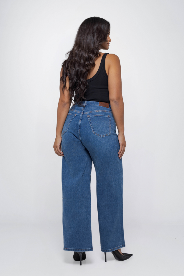 Fox Factor Denver Shore Blue Extra Wide Blue Wide Leg Jeans for Curves L30 & L32
