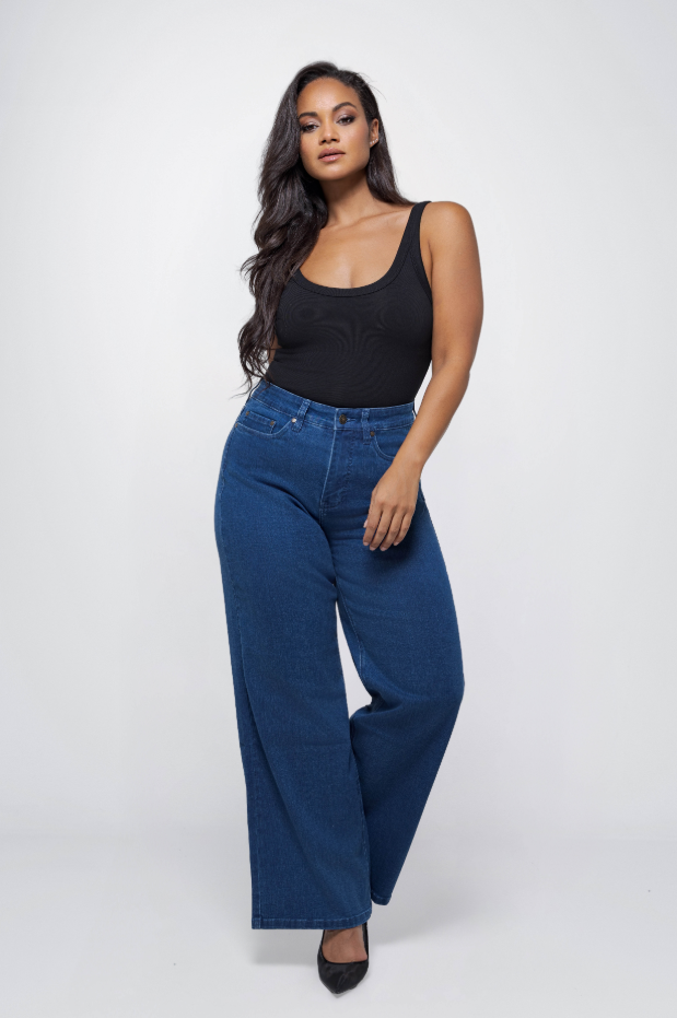 Fox factor Dixi Catalina Blue Wide Leg Jeans For Curves L32