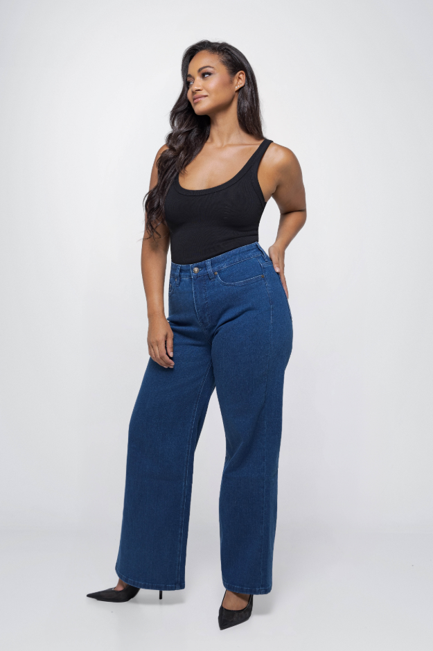 Fox factor Dixi Catalina Blue Wide Leg Jeans For Curves L32