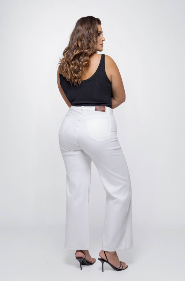 Fox Factor Dixi Off-White Wide Leg Jeans for Curves L32