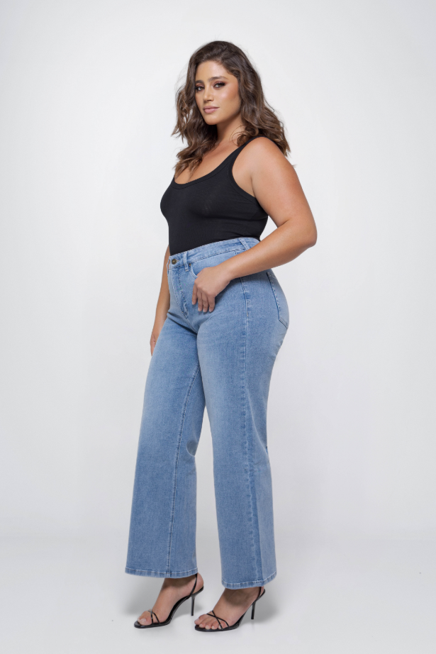 Fox Factor Dixi Ruby Blue Wide Leg Jeans For Curves L34 & L32