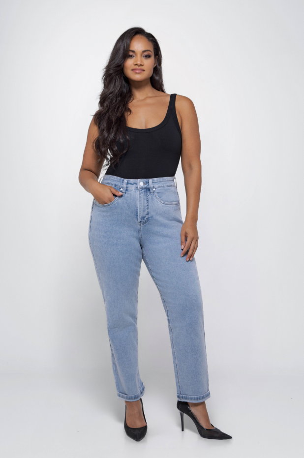 Fox factor Gigi L.A. Blue Mom Jeans for Curves L30
