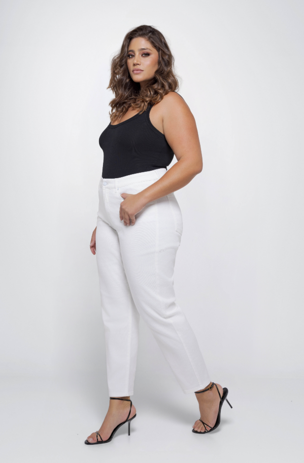 Fox Factor GIGI Motel White Mom Jeans for Curves L30