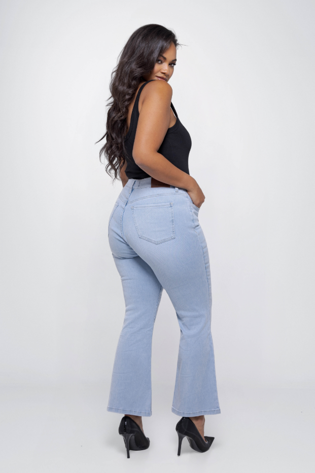Fox Factor Bobi Coco Blue Flared Jeans for Curves L32