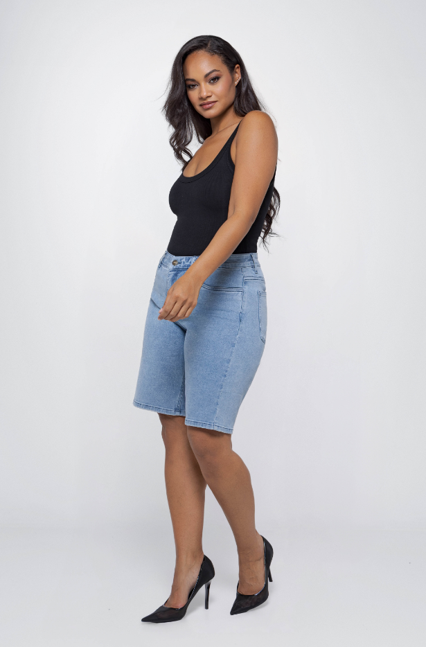 Fox Factor Joey Ocean Blue Jeans Short for Curves