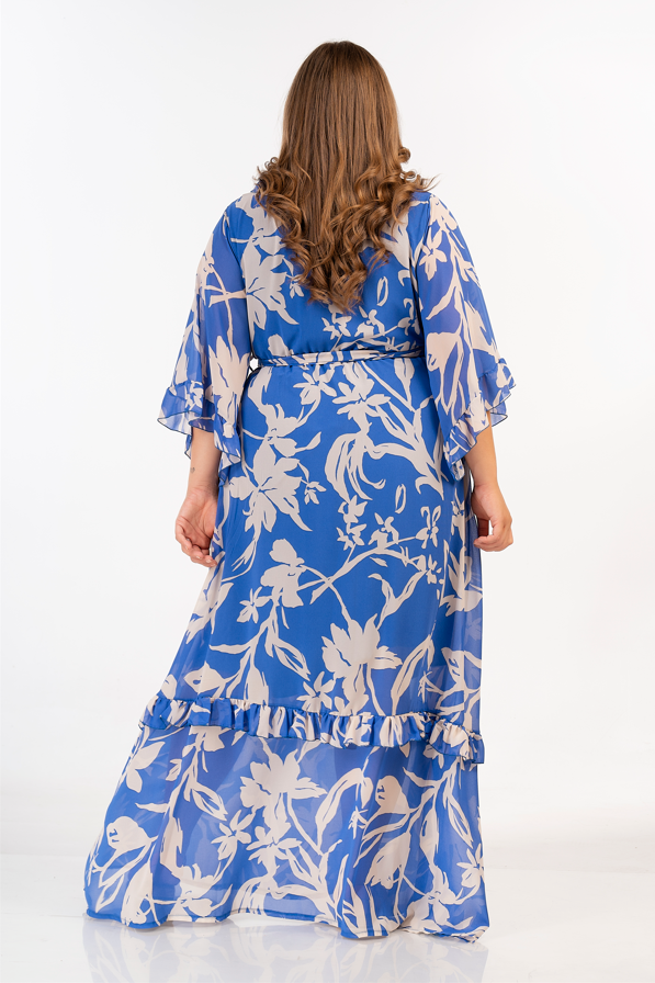 92722 Blue-White Holiday Vibe Maxi Dress by Curviss