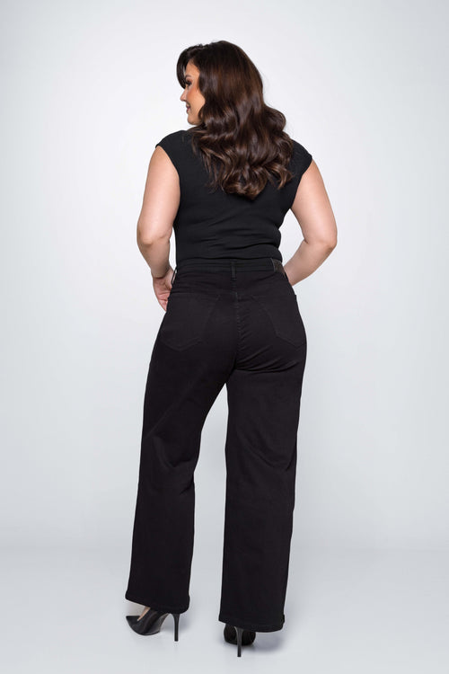 Fox Factor Dixi Mexico Black Wide Leg Jeans for Curves