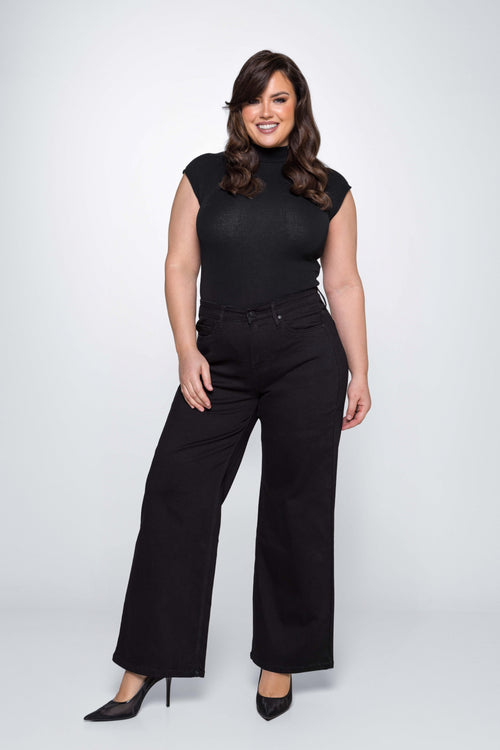 Fox Factor Dixi Mexico Black Wide Leg Jeans for Curves