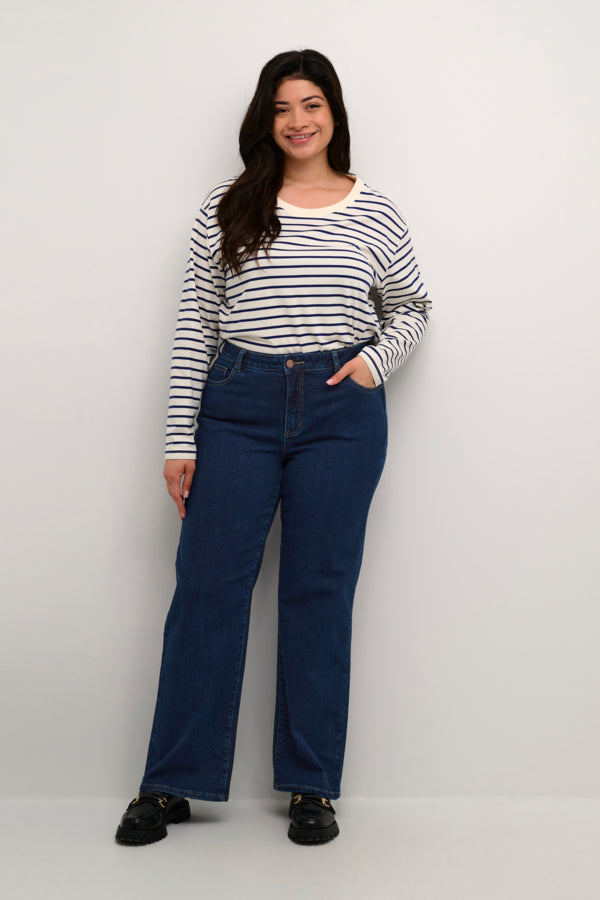 Kanna Flora flared blue jeans by Kaffe Curve