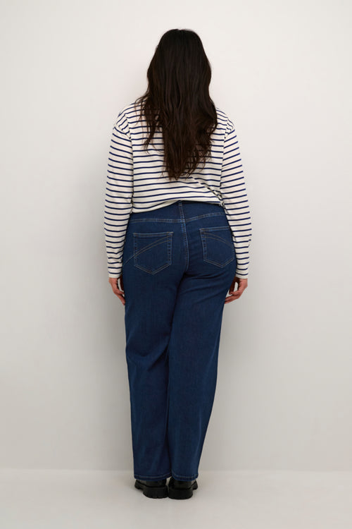 Kanna Flora flared blue jeans by Kaffe Curve