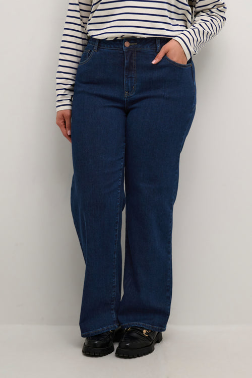 Kanna Flora flared blue jeans by Kaffe Curve