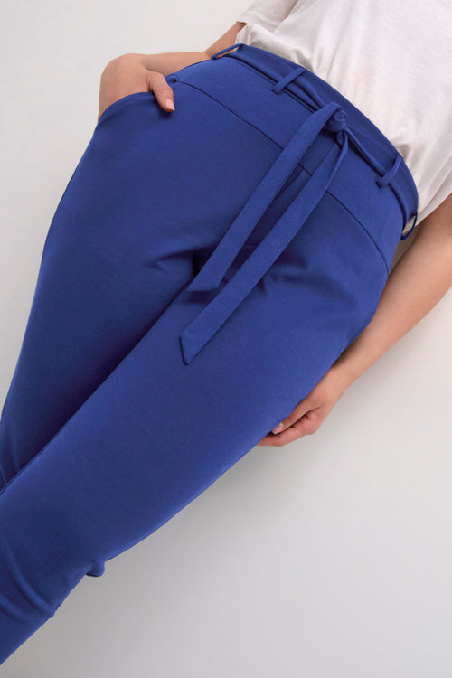 Jenna Belt Pant by Kaffe Curve in Blue