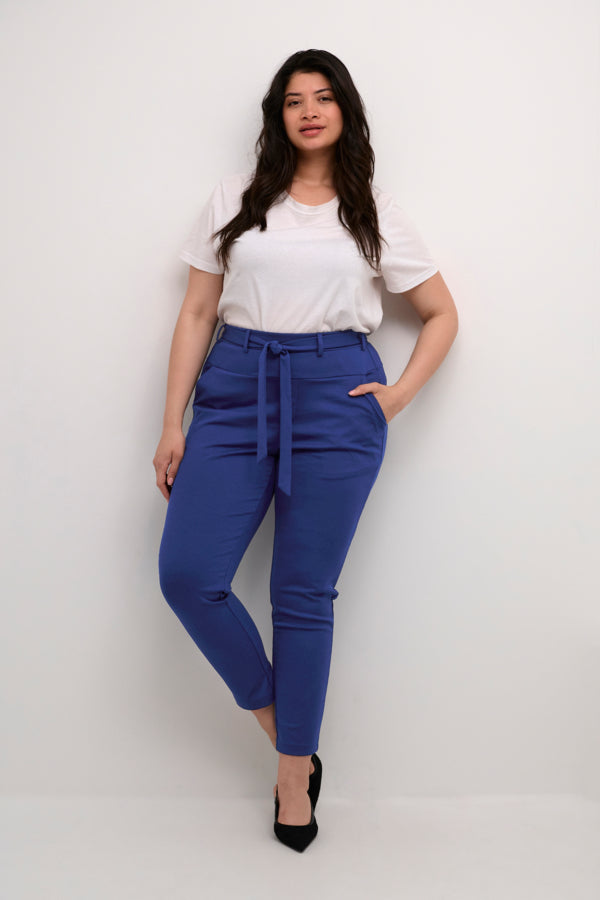 Jenna Belt Pant by Kaffe Curve in Blue