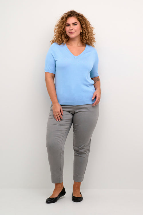 Lizzy blue V-neck pullover by Kaffe Curve