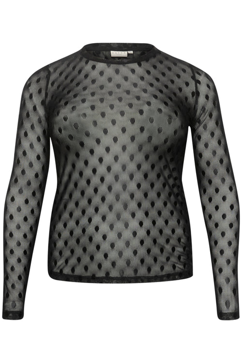 Ninna LS Black mesh top by Kaffe  Curve