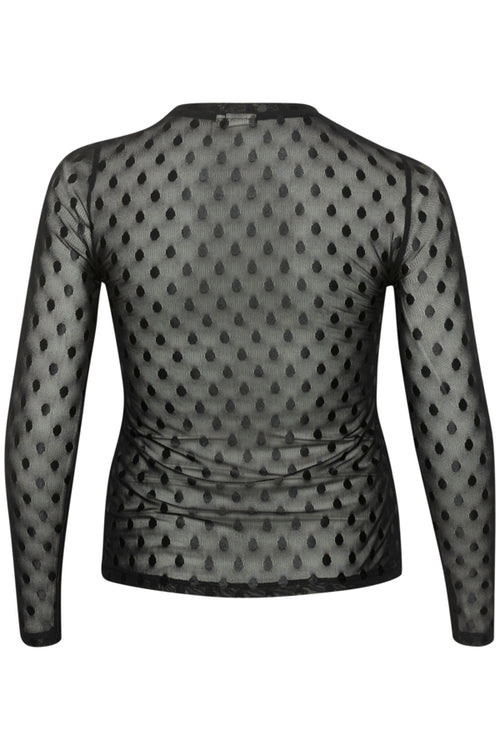 Ninna LS Black mesh top by Kaffe  Curve