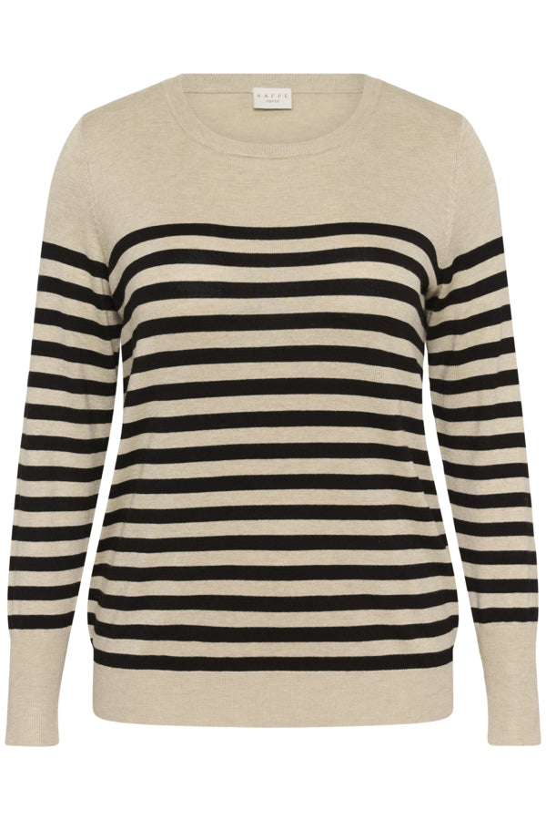 Lizzy Beige Striped Knit Pullover by Kaffe Curve (In 2 color variants)