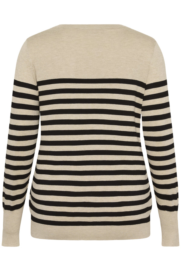 Lizzy Beige Striped Knit Pullover by Kaffe Curve (In 2 color variants)