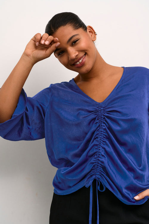 Membe blouse blauw by Kaffe curve